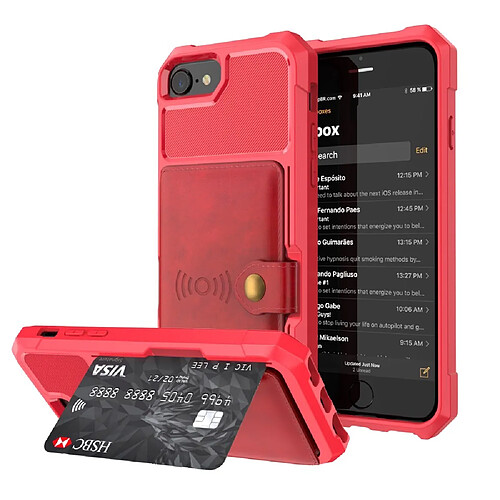 Etui en PU revêtu d'une feuille intégrée rouge pour votre Apple iPhone 8/7/6s/6 4.7 inch