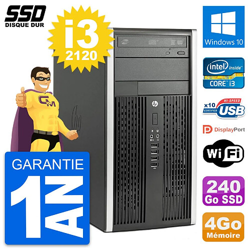 PC Tour HP Compaq Pro 6300 CMT Intel i3-2120 RAM 4Go SSD 240Go Windows 10 Wifi · Occasion