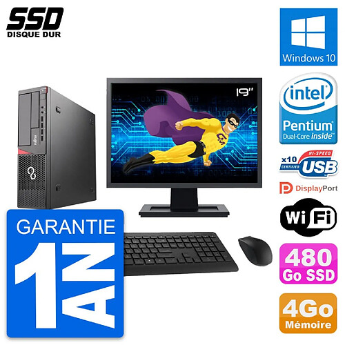 PC Fujitsu E720 E85+ DT Ecran 19" Intel G3220 RAM 4Go SSD 480Go Windows 10 Wifi · Occasion