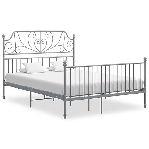 Maison Chic Lit adulte - Lit simple Cadre de lit,Structure du lit Contemporain Gris Métal 140x200 cm -MN76487