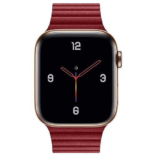 Wewoo Bande magnétique universelle en cuir pour Apple Watch séries 5 et 440 mm / 32 et 138 mm rouge