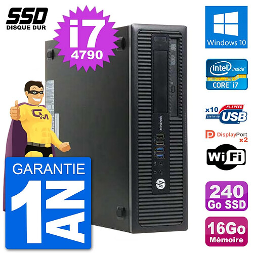 PC HP EliteDesk 800 G1 Core i7-4790 RAM 16Go SSD 240Go Windows 10 Wifi · Occasion