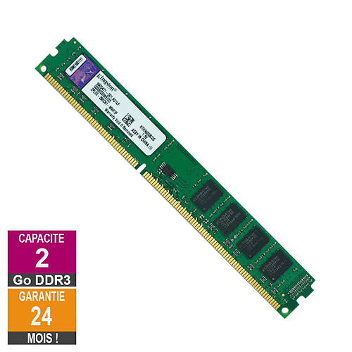 Barrette Mémoire 2Go RAM DDR3 Kingston KTH9600B/2G DIMM PC3-10600U · Reconditionné