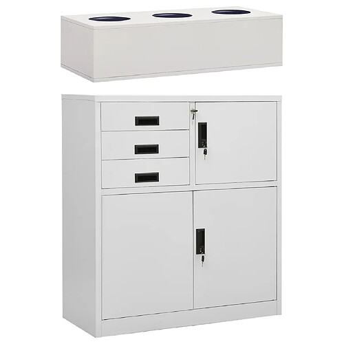 vidaXL Armoire de bureau avec jardinière Gris clair 90x40x125 cm Acier