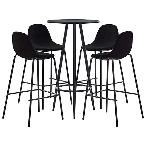 vidaXL Ensemble de bar 5 pcs Tissu Noir