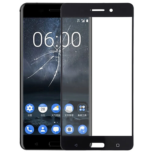 Wewoo Lentille frontale en verre extérieur pour Nokia 6 noir