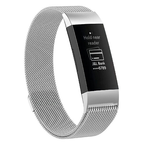 Wewoo Bracelet pour montre connectée Dragonne magnétique en acier inoxydable FITBIT Charge 3Taille Petite187x18mm Argent