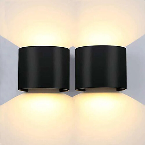 Stoex Lot de 2 Applique Led Mural 12W Moderne Noir Lampe Up Down Design pour Salon Chambre Couloir (Blanc Chaud )