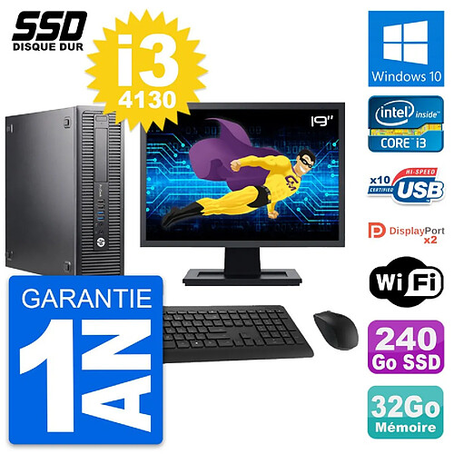 PC HP 600 G1 SFF Ecran 19" Intel Core i3-4130 RAM 32Go SSD 240Go Windows 10 Wifi · Occasion