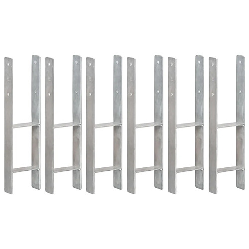 vidaXL Piquets de clôture 6 pcs Argenté 14x6x60 cm Acier galvanisé