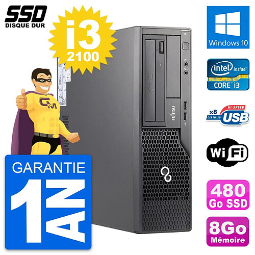 PC Fujitsu Esprimo E500 E85+ DT Intel i3-2100 RAM 8Go SSD 480Go Windows 10 Wifi · Occasion