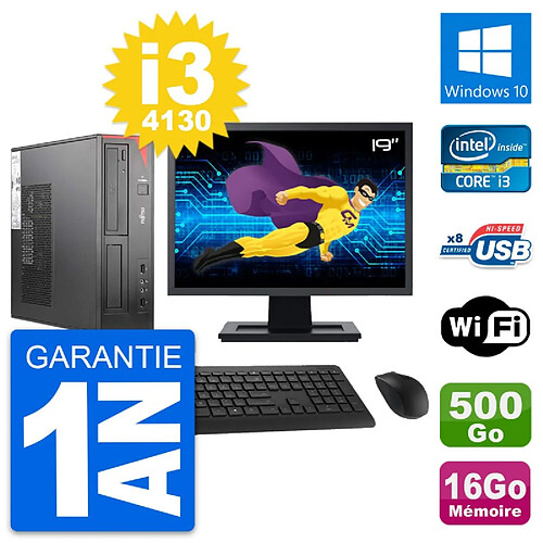 PC Fujitsu E520 DT Ecran 19" Intel i3-4130 RAM 16Go Disque 500Go Windows 10 Wifi · Occasion