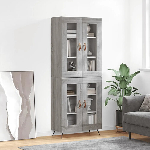 vidaXL Buffet haut Sonoma gris 69,5x34x180 cm Bois d'ingénierie