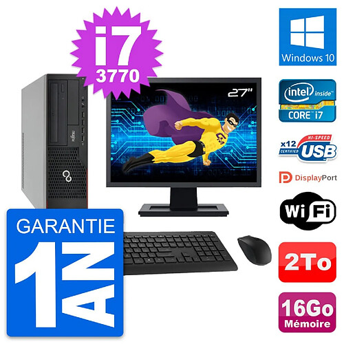 PC Fujitsu E910 DT Ecran 27" Intel i7-3770 RAM 16Go Disque 2To Windows 10 Wifi · Occasion