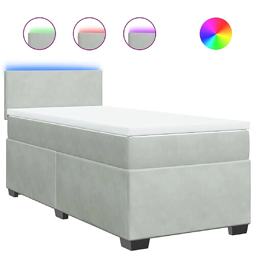 Vidaxl Sommier à lattes de lit et matelas Gris clair 100x200cm Velours