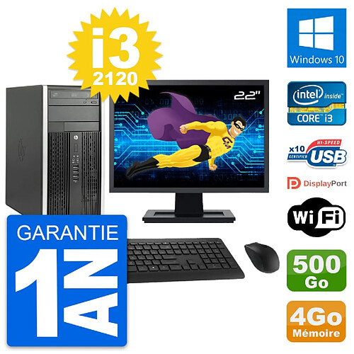 PC Tour HP Pro 6300 CMT Ecran 22" i3-2120 RAM 4Go Disque 500Go Windows 10 Wifi · Occasion