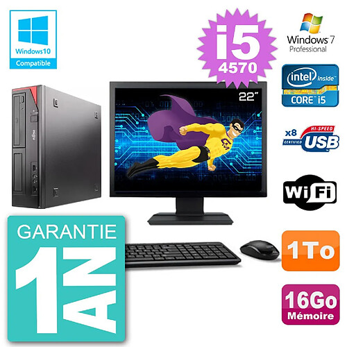 PC Fujitsu Esprimo E520 Ecran 22" i5-4570 RAM 16Go 1To Graveur DVD Wifi W7 · Occasion