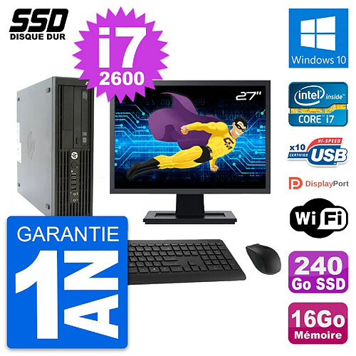 PC HP Z210 SFF Ecran 27" Intel Core i7-2600 RAM 16Go SSD 240Go Windows 10 Wifi · Occasion