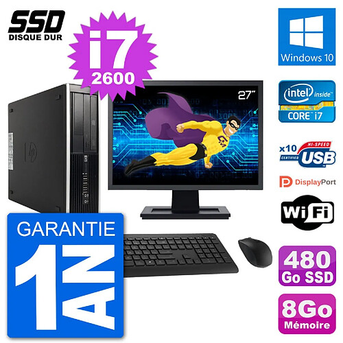 PC HP Compaq 6200 Pro SFF Ecran 27" i7-2600 RAM 8Go SSD 480Go Windows 10 Wifi · Occasion