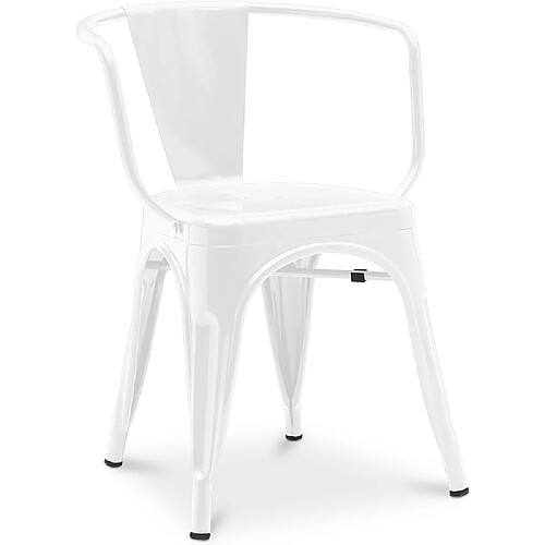 ICONIK INTERIOR Chaise de salle à manger avec accoudoir Stylix design industriel en Métal - Nouvelle édition Blanc