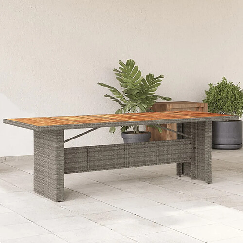 vidaXL Table de jardin et dessus en bois d'acacia gris résine tressée