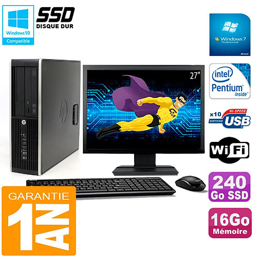 PC HP Compaq Pro 6200 SFF Ecran 27" Intel G840 16Go 240 Go SSD Graveur Wifi W7 · Occasion