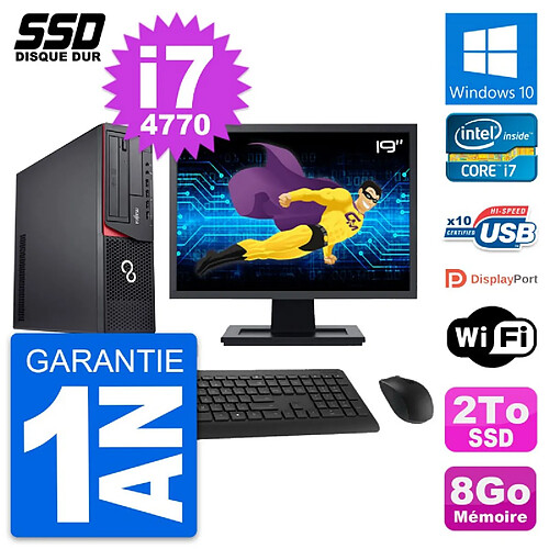 PC Fujitsu E920 DT Ecran 19" Intel Core i7-4770 RAM 8Go SSD 2To Windows 10 Wifi · Occasion