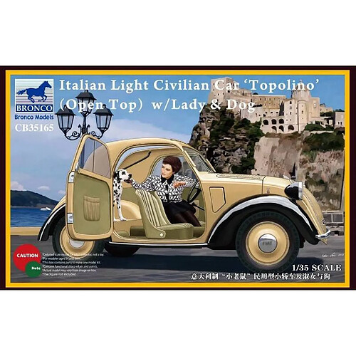 Bronco Models Maquette Voiture Maquette Camion Italian Light Civilian Car Open Top Wiht Lady And Dog