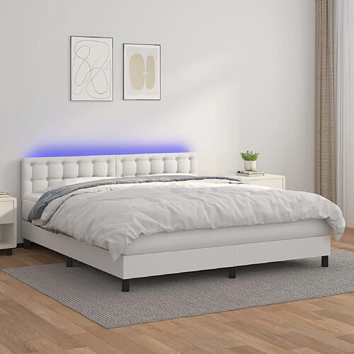 Sommier à lattes et LED,Cadre à lattes de lit avec matelas pour Adulte Blanc 180x200 cm -MN49890