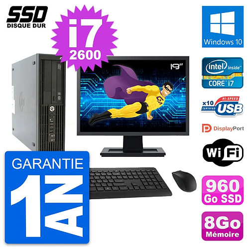 PC HP Z210 SFF Ecran 19" Intel Core i7-2600 RAM 8Go SSD 960Go Windows 10 Wifi · Occasion