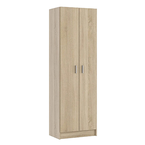 Armoire avec 2 portes coloris Chêne canadian - Dim : 180 x 58,5 x 37 cm -PEGANE