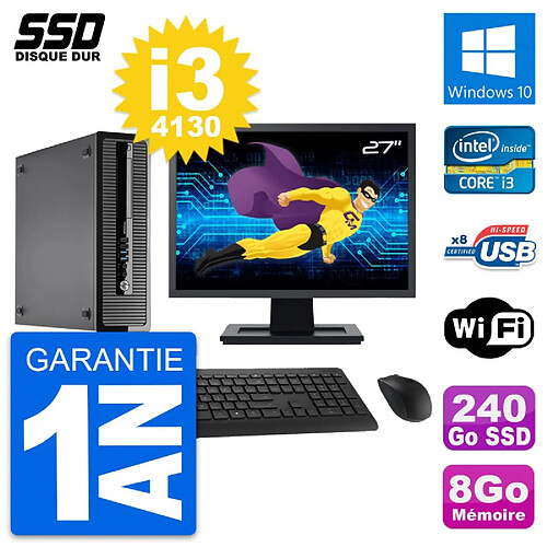 PC HP ProDesk 400 G1 SFF Ecran 27" i3-4130 RAM 8Go SSD 240Go Windows 10 Wifi · Occasion