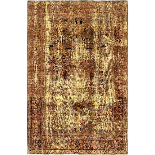 Vidal Tapis de laine 299x190 jaune Vintage Royal