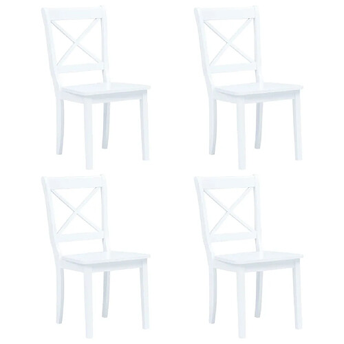 Decoshop26 Lot de 4 chaises de salle à manger cuisine design classique blanc bois d'hévéa massif CDS021227