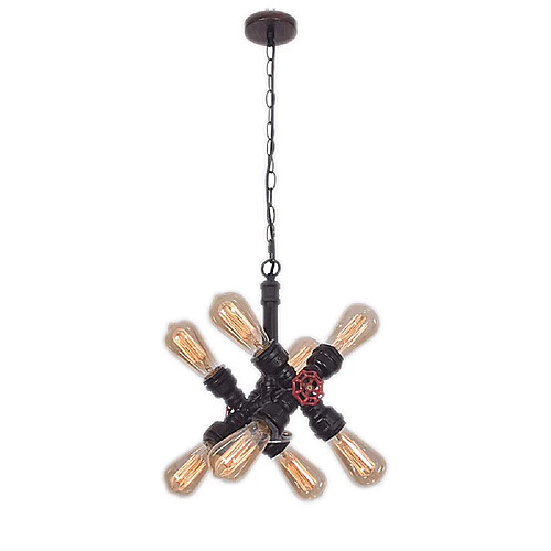 Stoex Applique Murale Tuyau d'Eau Suspension Lampe Loft Métal avec 8 Tête Lampe à Douille E27 American Style Rétro Industrielle Éclaira