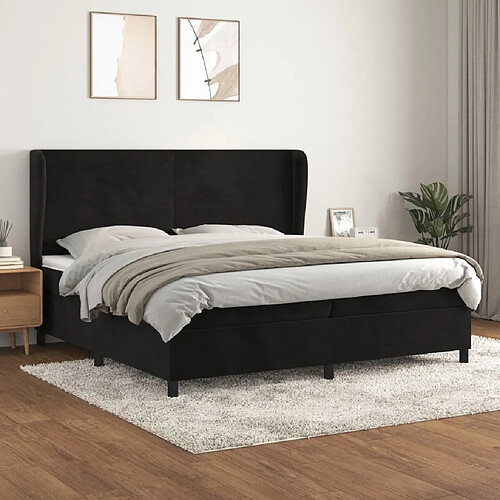 Maison Chic Lit Adulte - Lit simple Lit à sommier tapissier et matelas moelleux - Meuble de Chambre - Noir 200x200 cm Velours -MN71696