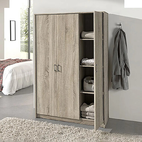 Mes Armoire 3 portes 120x54x180 cm décor chêne - RANGO