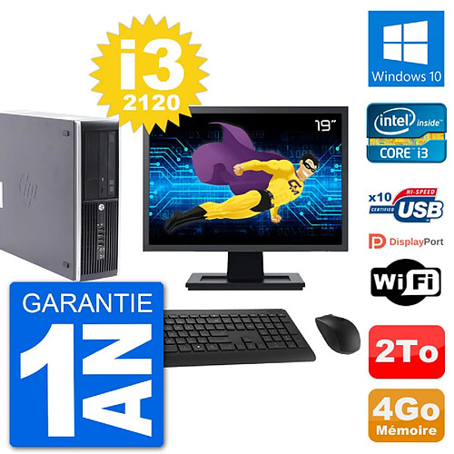 PC HP Compaq Pro 6300 SFF Ecran 19" i3-2120 RAM 4Go Disque 2To Windows 10 Wifi · Occasion