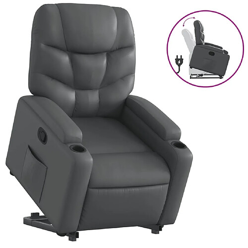 Maison Chic Fauteuil Relax pour salon, Fauteuil inclinable Gris Similicuir -GKD44703