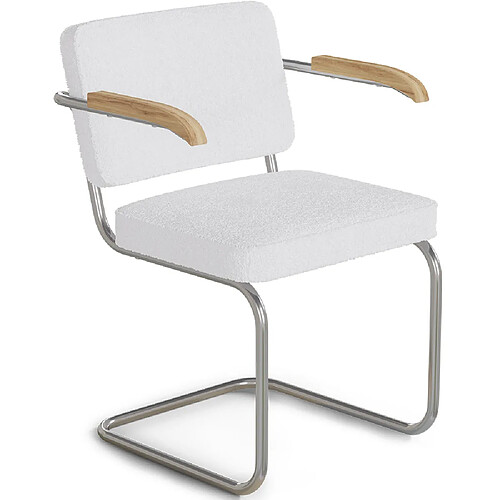 ICONIK INTERIOR Chaise de salle à manger bouclée avec accoudoirs - Henr Blanc