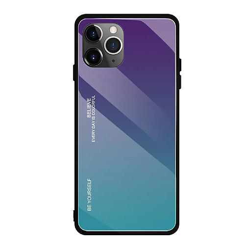 Wewoo Coque Rigide Pour iPhone 11 Pro Étui en verre de couleur dégradée violet foncé