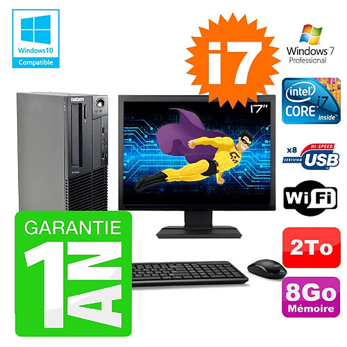 PC Lenovo M91p SFF Intel I7-2600 8Go Disque 2To Graveur Wifi W7 Ecran 17" · Occasion