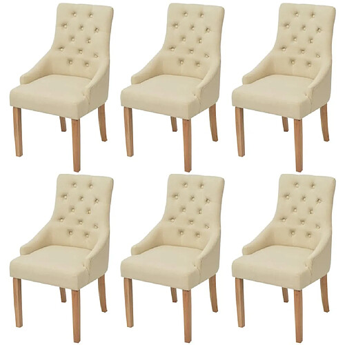 Maison Chic Lot de 6 Chaises à manger,Chaise pour cuisine crème tissu -MN59131