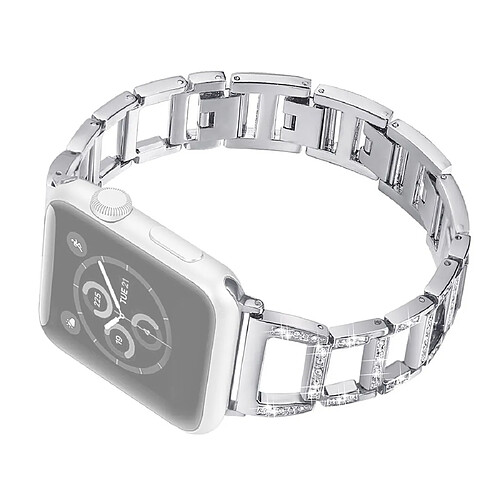 Wewoo Bracelet de montre en acier inoxydable coloré avec diamants pour Apple Watch séries 5 et 4 44 mm / 3 et 2 et 1 42 mm Argent