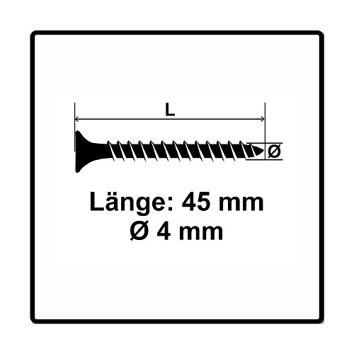 Fischer Power-Fast II FPF II Vis à bois aggloméré, 4,0x45 mm - tête fraisée, empreinte TX, zingué blanc, filetage total, passivé bleu - 200 pcs (670160)