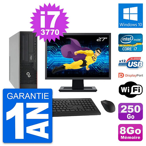 PC Fujitsu E910 DT Ecran 27" Intel i7-3770 RAM 8Go Disque 250Go Windows 10 Wifi · Occasion