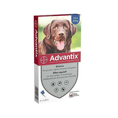 ADVANTIX 4 pipettes antiparasitaires - Pour grand chien de plus de 25kg