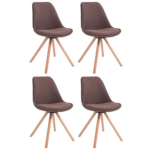 Decoshop26 4 chaises de salle à manger style scandinave en tissu marron pieds rond en bois clair CDS10346