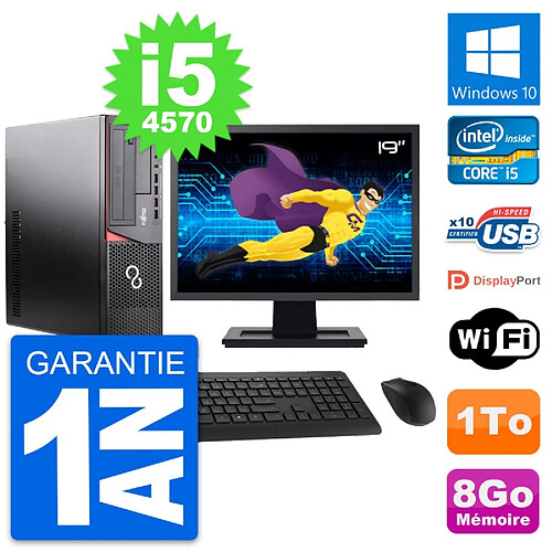 PC Fujitsu E920 DT Ecran 19" Intel i5-4570 RAM 8Go Disque 1To Windows 10 Wifi · Occasion