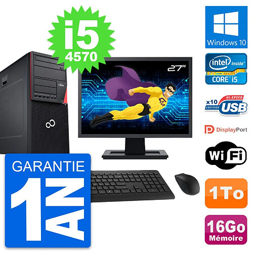 PC Tour Fujitsu P720 Ecran 27" Intel i5-4570 RAM 16Go Disque 1To Windows 10 Wifi · Occasion